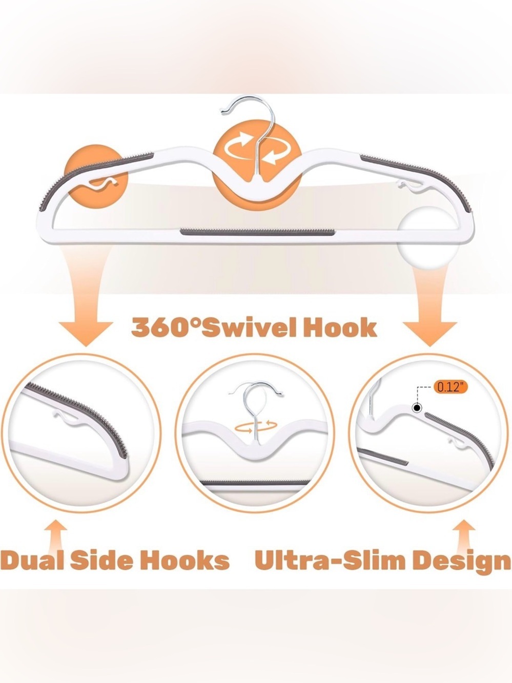 20 Pack Short Neck Plastic Hangers, Heavy Duty Clothes Hangers with Non-Slip Pad - Picture 7 of 7